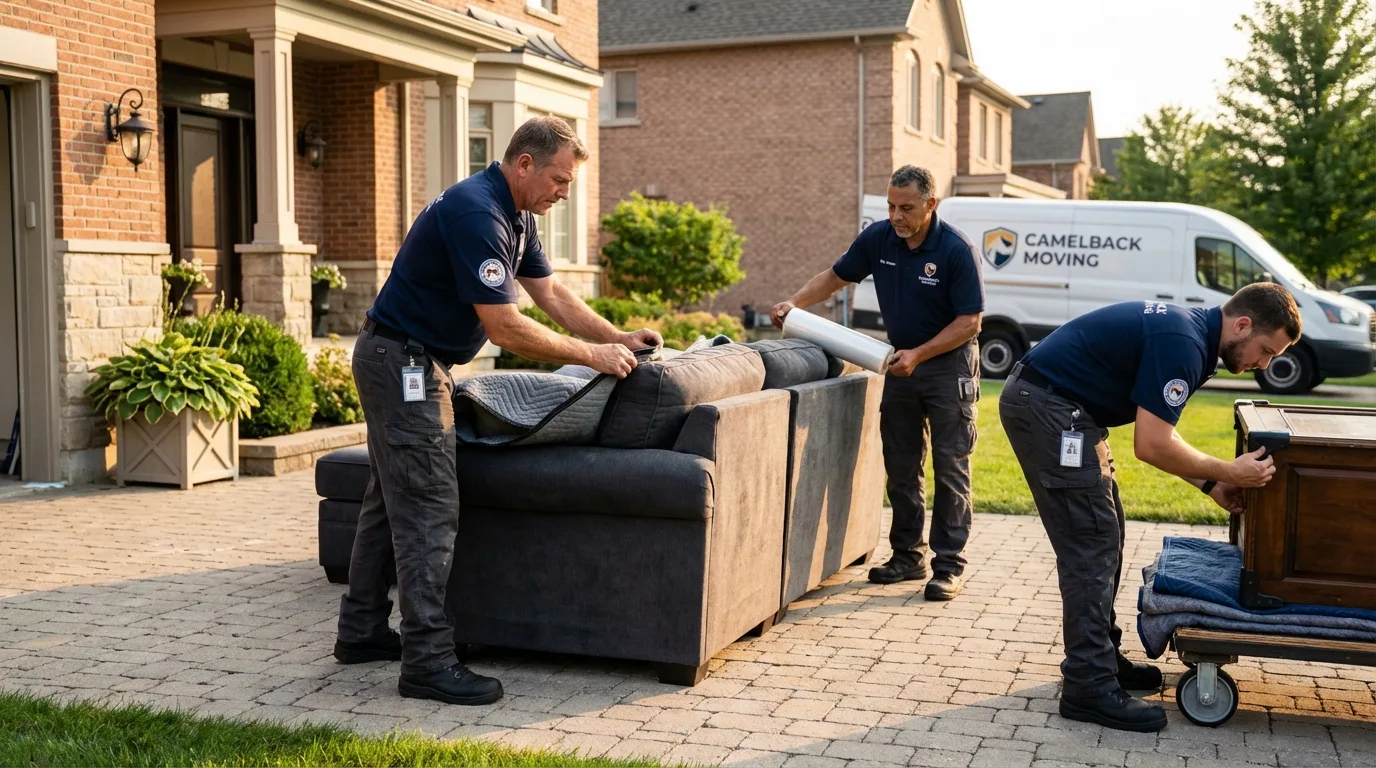 Large estate moving crew wrapping furniture in Northumberland, PA