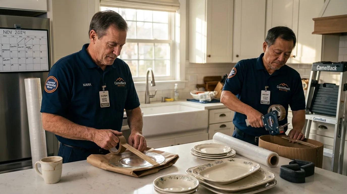 Professional crew packing kitchen dishware in Northumberland, PA